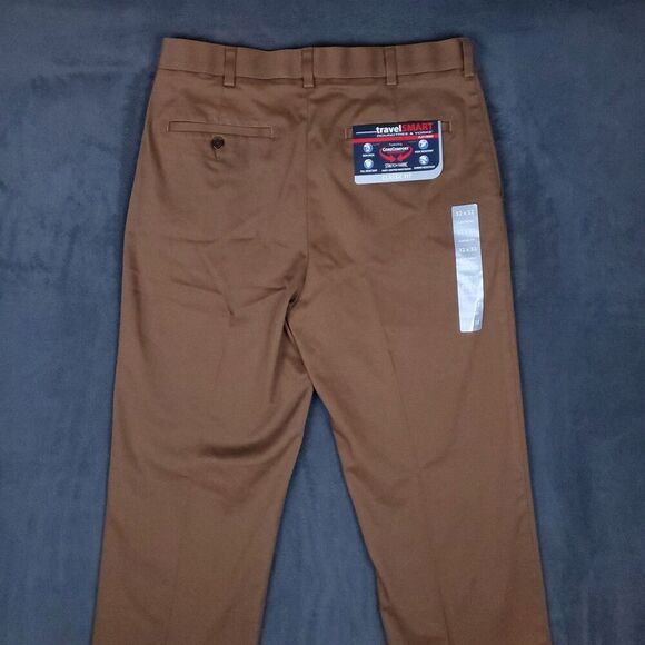 Roundtree & Yorke Travel Smart Pants Sz 32x32 Brown Classic Fit Core Comfort NWT - Picture 9 of 10